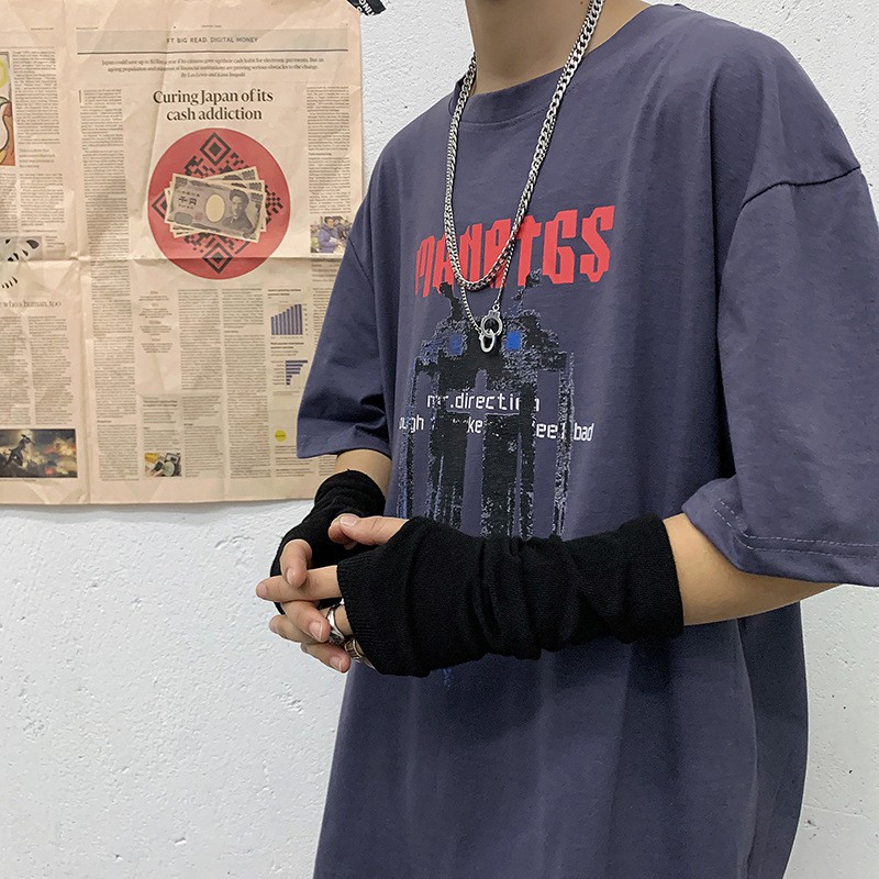 价格从 326 44 潮牌印花短袖t恤男韓版寬鬆五分袖體恤潮流ins Best Price Products