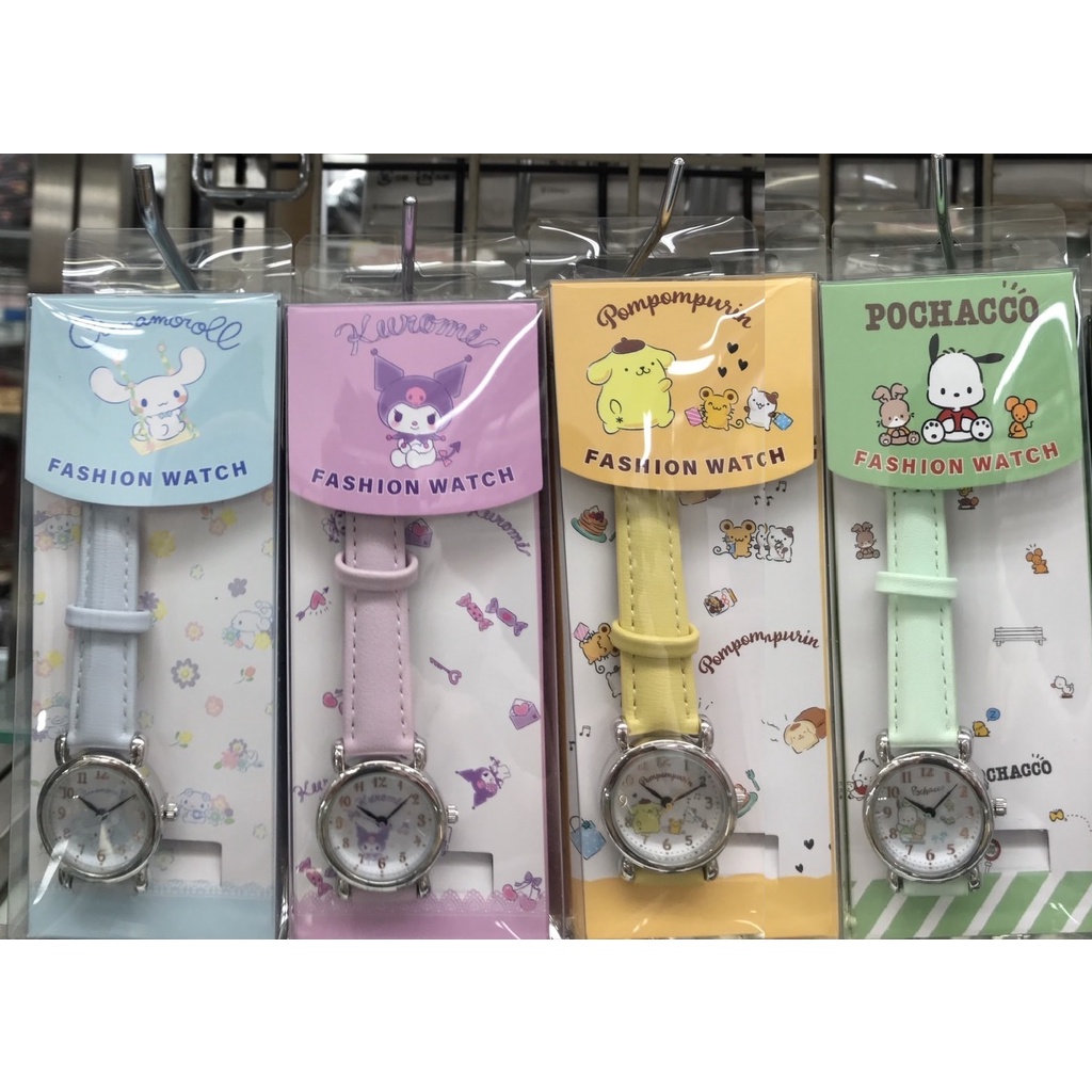 {日本製造 中國組裝} 手錶 兒童手錶 合成皮革錶帶 大耳狗 Kuromi 酷洛米 布丁狗 帕恰狗 Sanrio 凱蒂貓