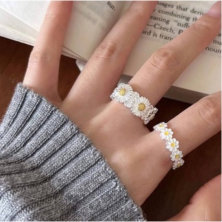 現貨｜LINGLING流行純銀飾品❤️韓國東大門s925純銀小雛菊花朵純銀戒指 開口戒指 食指戒 銀飾 雛菊戒指 送禮