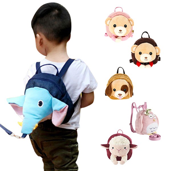 寶寶防走失包 可愛卡通動物毛絨雙肩兒童背包-321寶貝屋