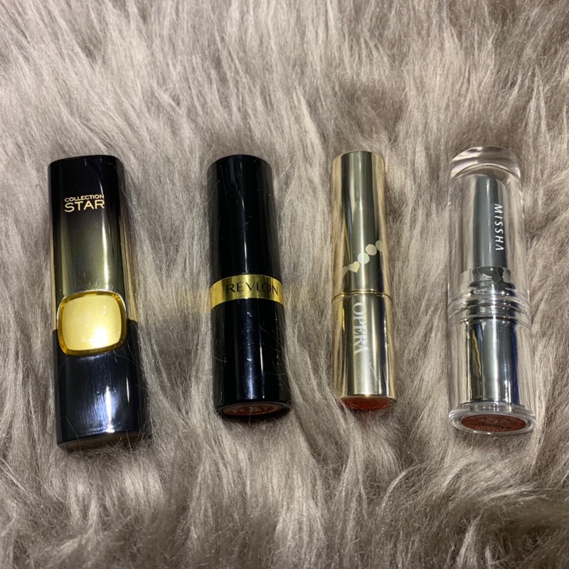 L’Oréal24K金屬星燦唇膏-金/Revlon柚色玫瑰445/OPERA渲漾水色唇膏-05/missha-MBR01