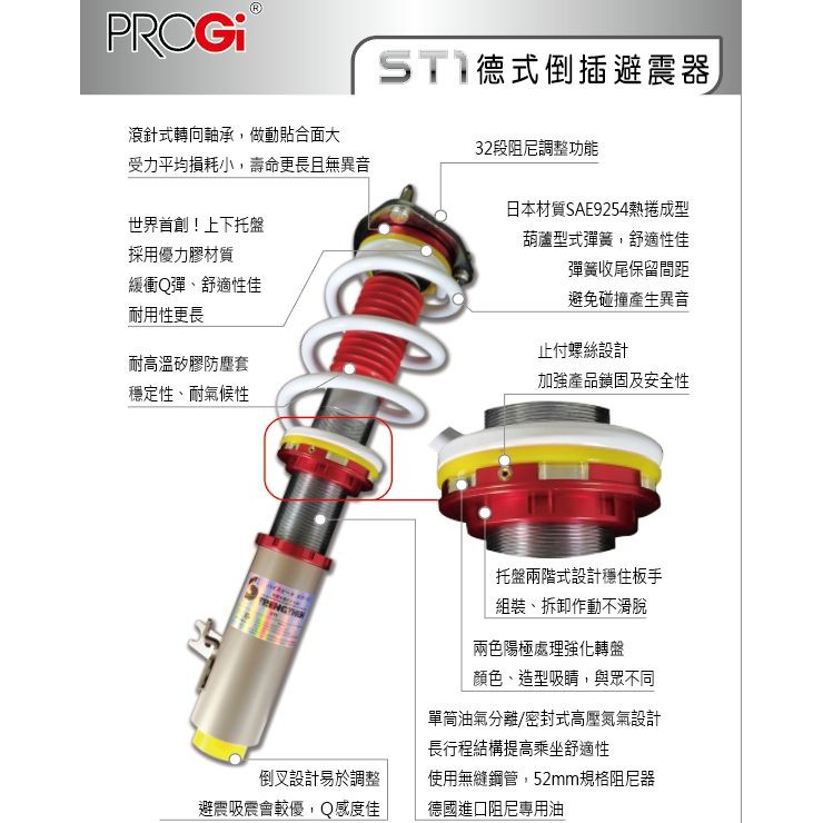 PROGi 底盤 【德式 前後 # 全倒插避震器】 / 優力膠 / 頂級 避震器 / 舒適與操控最強版本/台中 / 台南