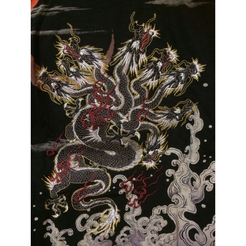 刺繡潮牌 日本品牌華鳥風月kacho Fugetsu 日本古代神話八俁遠呂智八岐大蛇刺繡圓領長t恤 蝦皮購物