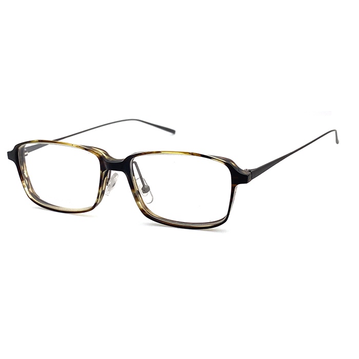 光學眼鏡 知名眼鏡行 (回饋價) - 米白漸層茶系列 薄鋼+板料鏡腳 15357 高品質光學鏡框 (複合材質/全框)
