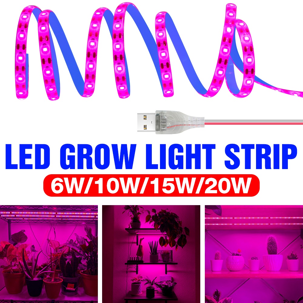 Led全光譜燈條溫室植物生長燈5v USB防水紫外線燈室內園藝燈2835SMD 0.5M 1M 2M 3M