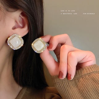 現貨🔥925銀針鑲鑽樹脂簡約時尚大耳環A07