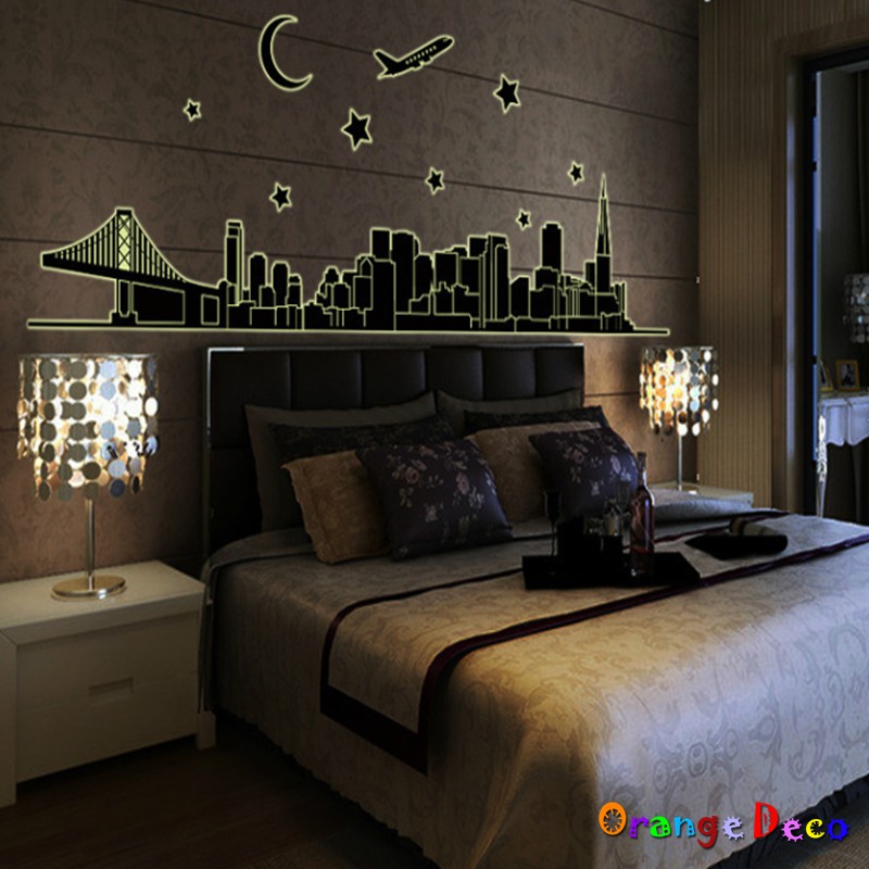 【橘果設計】夜光城市鐵橋 壁貼 牆貼 壁紙 DIY組合裝飾佈置