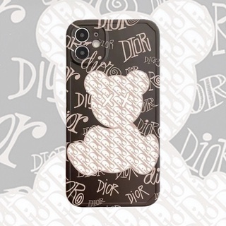 ✿潮牌迪奧Dior小熊適用iPhone12proMax蘋果11情侶手機殼XR全包7/8p
