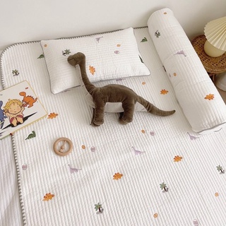 韓國嬰兒床毯子嬰兒純棉床亞麻 ins 卡通刺繡床墊