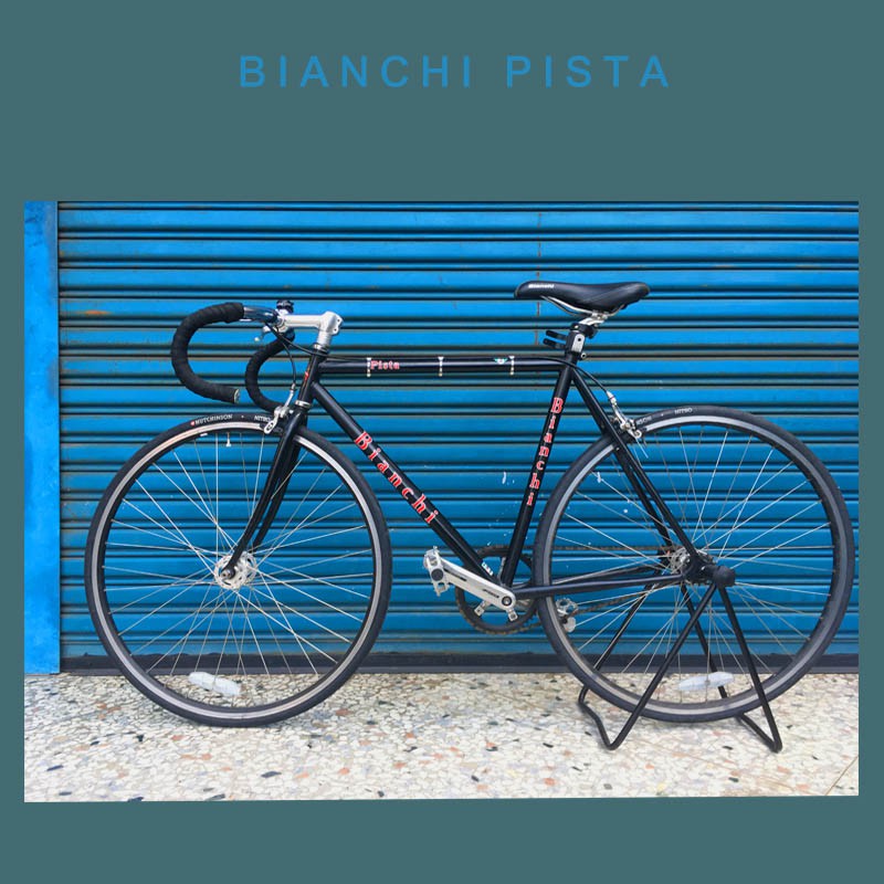Bianchi black D2 pista Fixie bike  黑紅字復古彎把鋼管 單速車 53cm