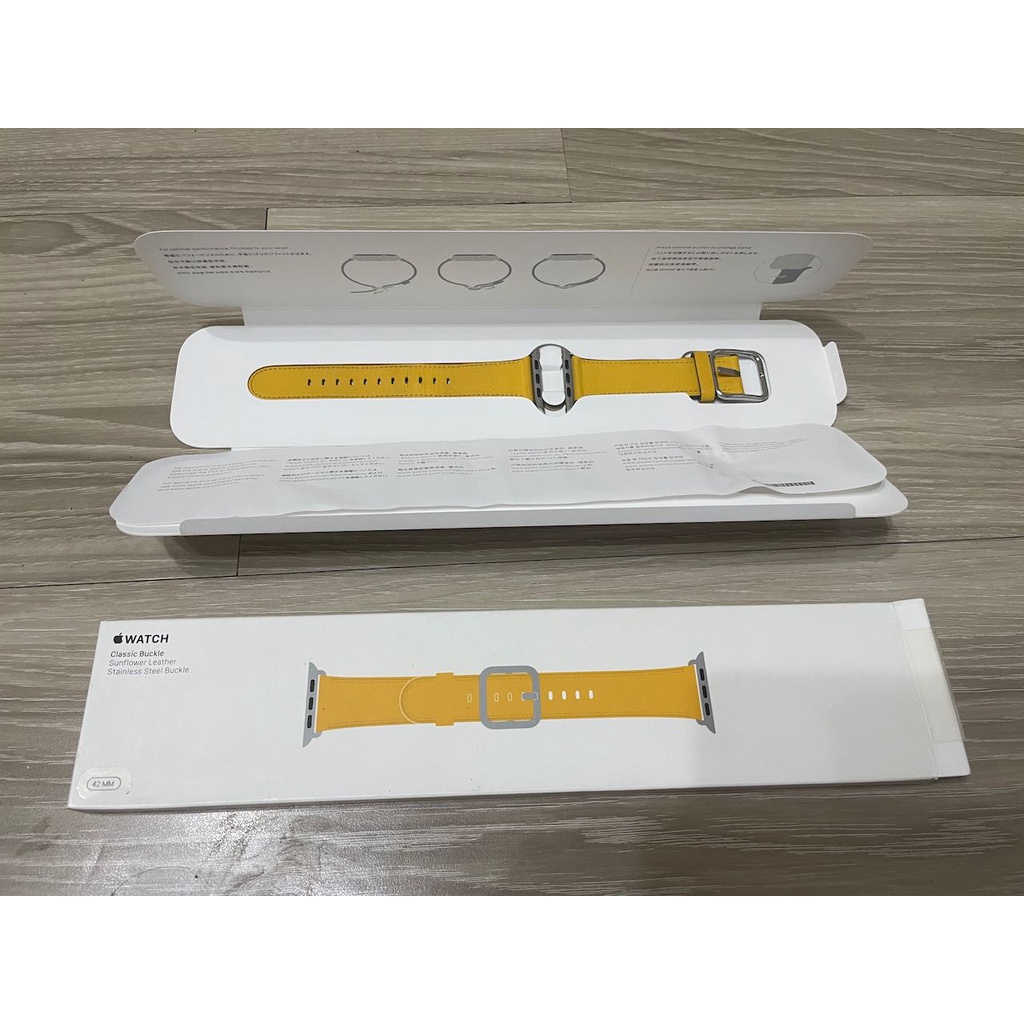 賣 二手 Apple Watch 42mm 44mm 45mm 可用 MPX62FE/A  向日葵色 絕版 原廠皮革錶帶