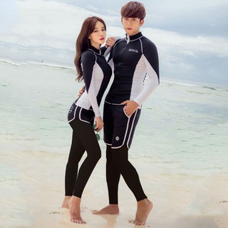 韓國情侶潛水服女防曬水母浮潛游泳衣長袖長褲顯瘦分體套裝沖浪服
