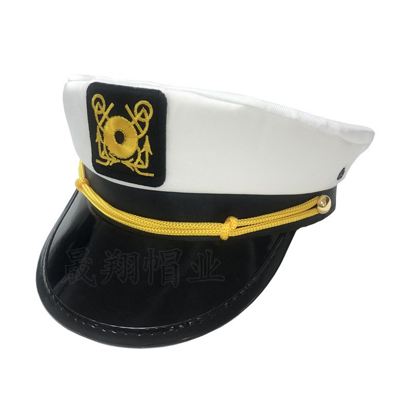 白色刺繡海軍帽外貿歐美情趣平頂軍帽帽子批發派對水手帽 蝦皮購物