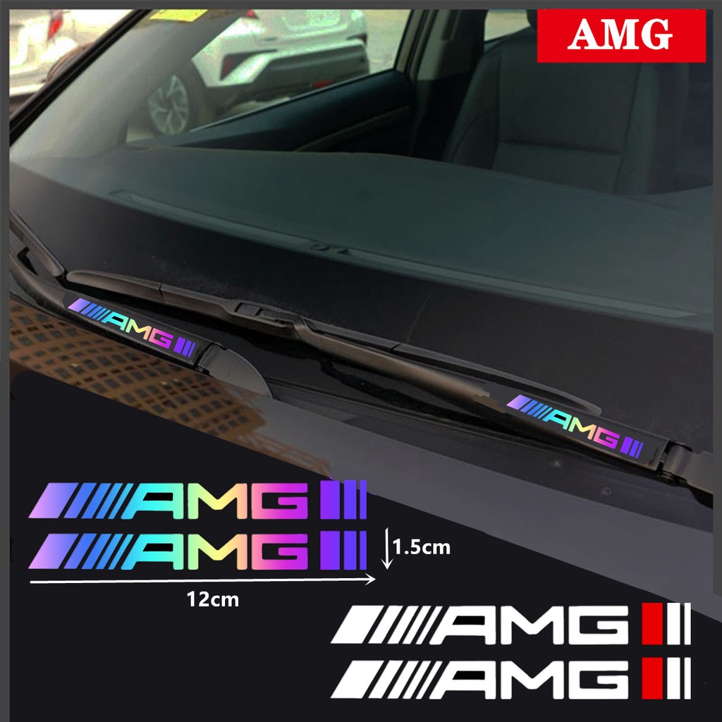 2 件 AMG 雨刮器貼紙汽車前後擋風玻璃貼花 2 件適用於奔馳 W176 CLS W218 CLS300 CLS350