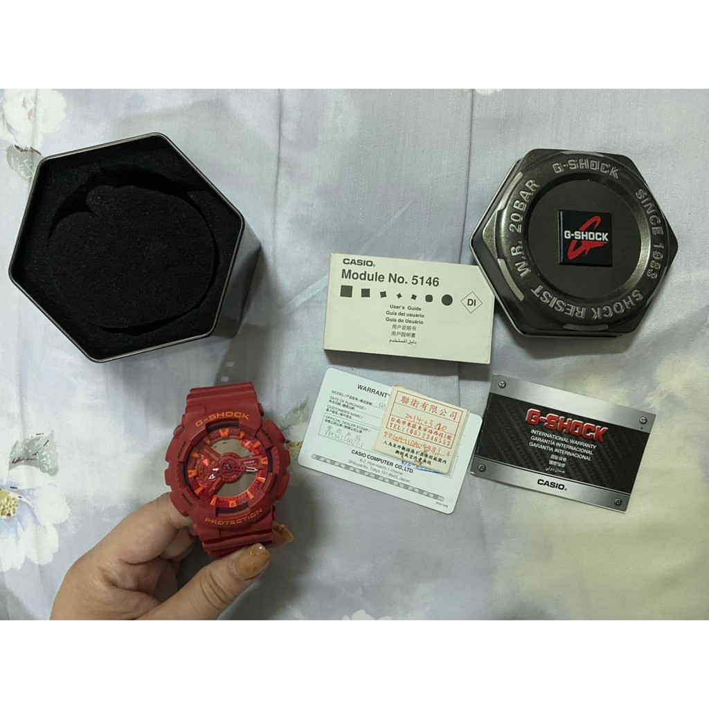 G-Shock-雙顯手錶 紅橘-GA110AC-4A