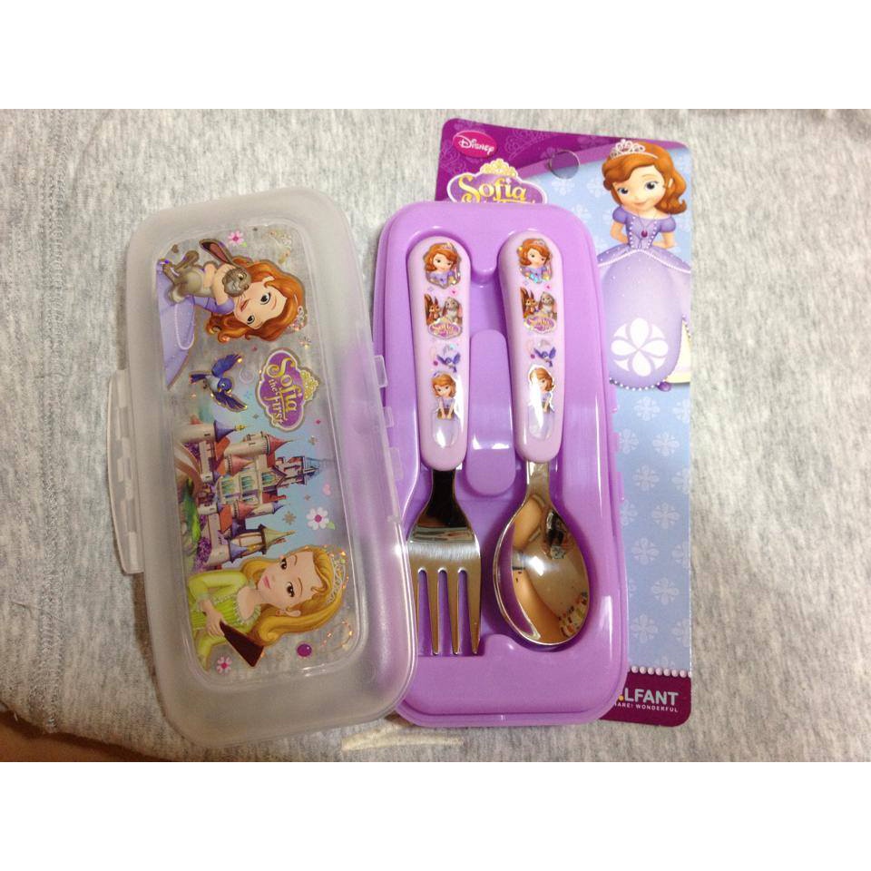全新 韓國製 Lilfant 迪士尼 蘇菲亞公主 餐具組 外出 湯匙 叉子 附盒子 好拆洗 不鏽鋼 現貨 出清特價