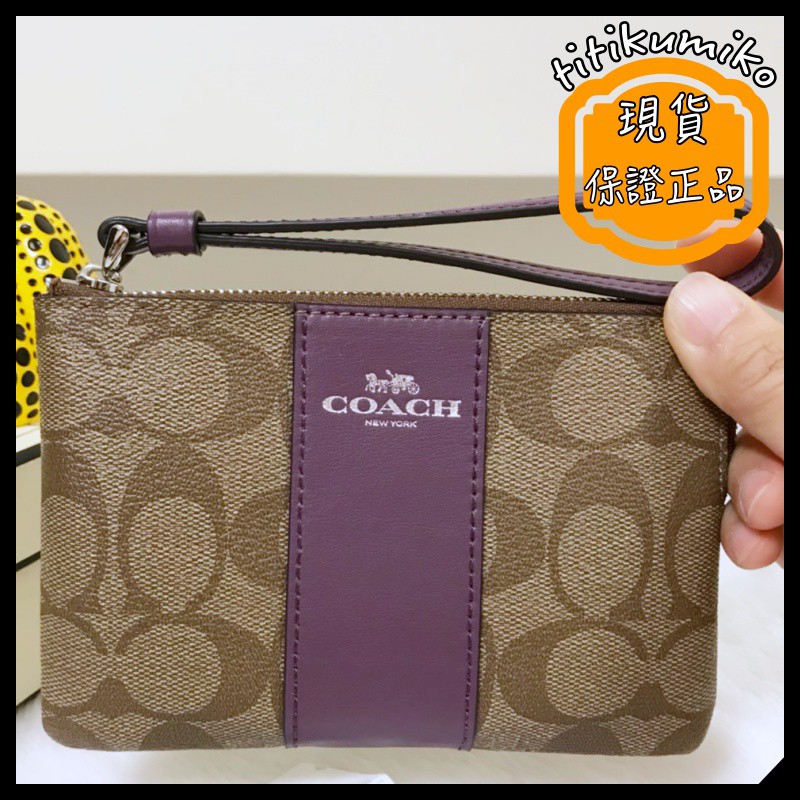 titikumiko3店【現貨 全新正品💯】Coach F58035 馬車 防刮 PVC 單層 小 手拿包