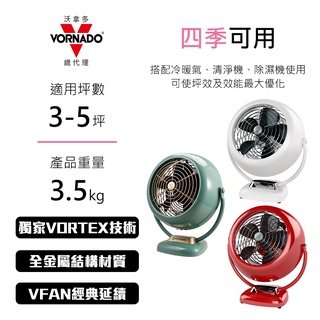 【VORNADO】三段風速 復古造型 三色可選 3-5坪用｜VF-TW｜渦流空氣循環扇