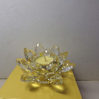 熱銷款9K水晶玻璃蓮花燭臺酥油燈擺件(黃色)