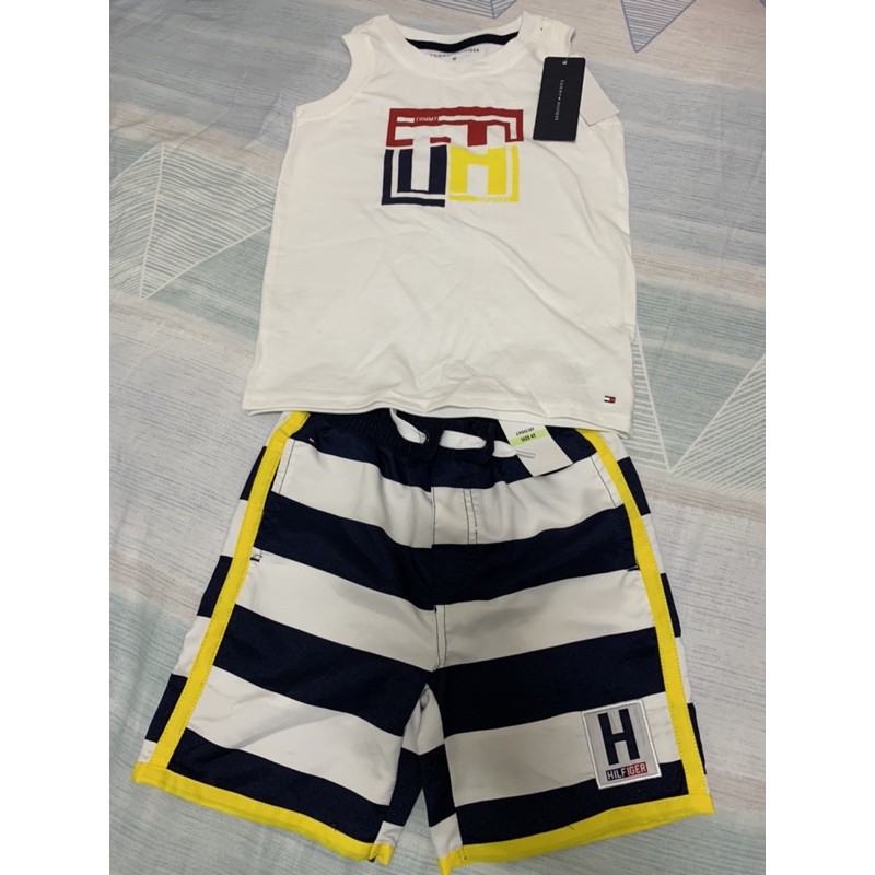 出清全新有吊牌 正品 Tommy Hilfiger4歲 無袖背心 4T海灘褲上衣 衣服 褲子 短褲 白色 短褲 套裝小童