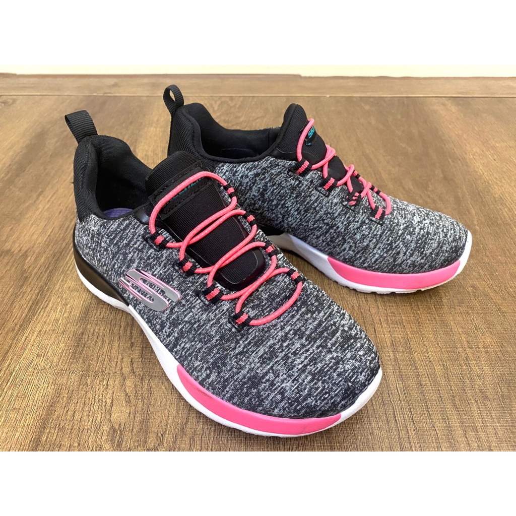 《台灣現貨－Skechers運動鞋》20.5公分 童鞋 女童 男童 跑步 懶人鞋 免綁鞋帶 麻黑色 粉色鞋帶 兒童