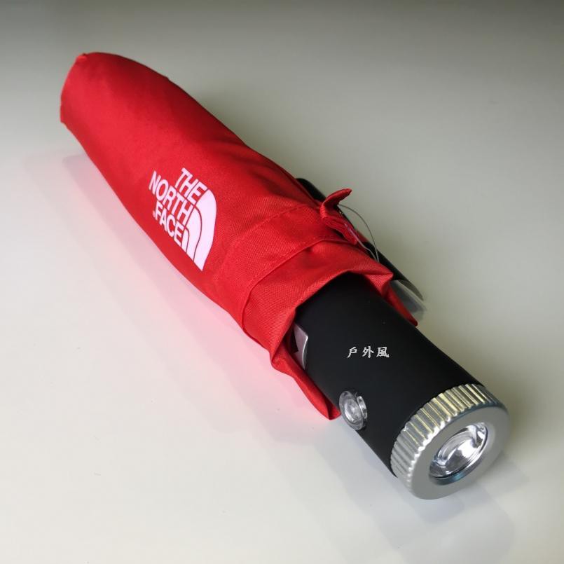 【戶外風】The North Face 抗UV LED燈三折自動開收傘
