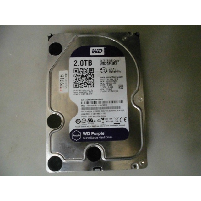 WD&lt;紫標&gt; 3.5吋~硬碟~2TB(2000GB)~SATA~型號WD20PURX-64P6ZY0 &lt;162&gt;