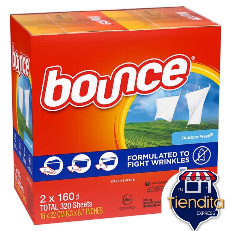 美國 Bounce Dryer Sheets 160 ct Bounce 戶外清香烘衣紙 去靜電紙 橘盒清新香 160張