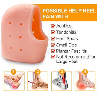 2pcs 矽膠腳後跟保護器足底筋膜炎插入腳跟墊