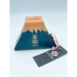 日本進口 真皮革製 富士山造型存錢筒 零錢包