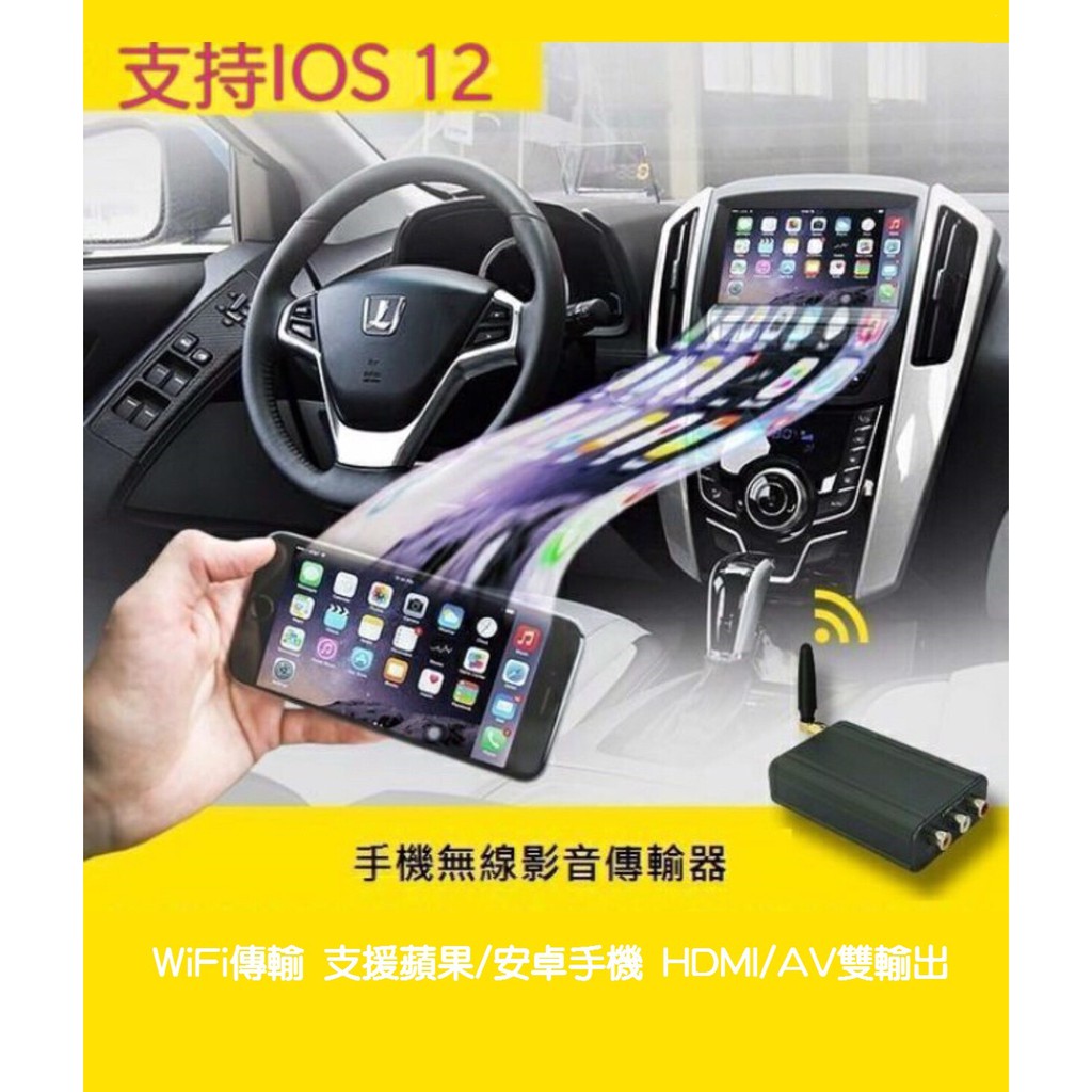 車用/家用AV + HDMI汽車無線影音傳輸器 手機螢幕wifi傳輸 螢幕鏡像 airplay 同步系統 汽車螢幕同步