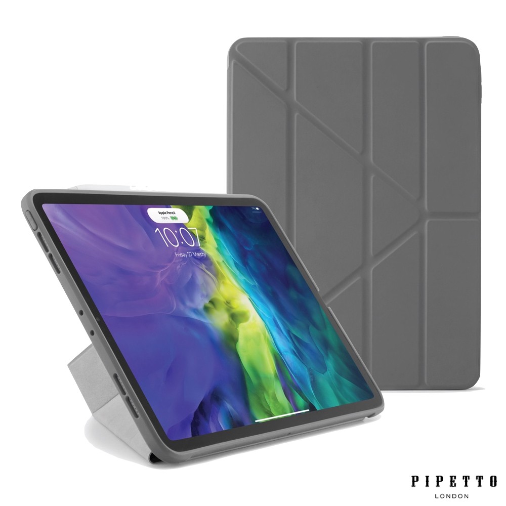 Pipetto iPad Air 10.9吋 (第4/5代) Origami TPU多角度多功能保護套 - 深灰色