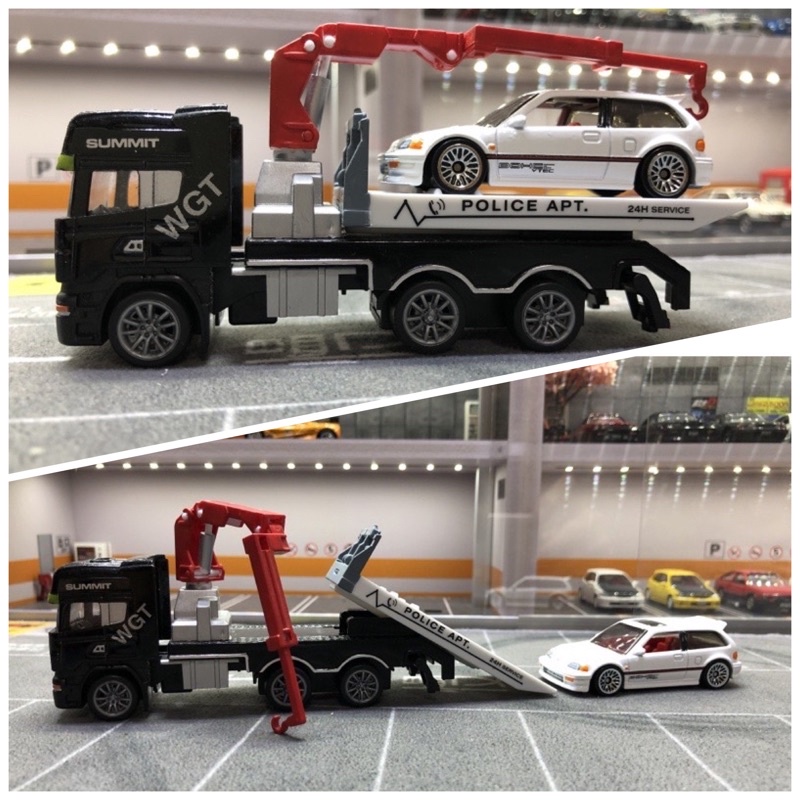 全新盒裝~1:64~道路平板救援車 迴力模型玩具車