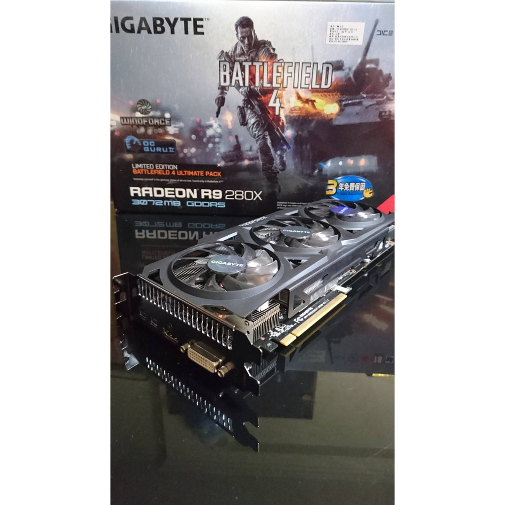 卜類(PLAY)~倉庫 三倍風之力 R9 280X"3G" (完整盒裝 效能勝 GTX1050TI 絕地求生中高順暢玩)