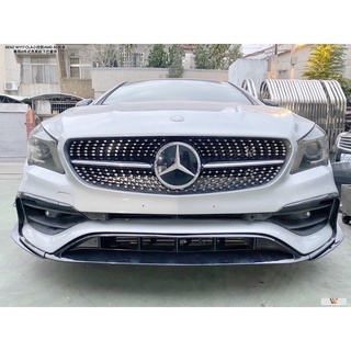 安鑫汽車精品 BENZ W117/CLA 小改款AMG前保桿專用 8件式亮黑前下巴+刀鋒 亮黑一套