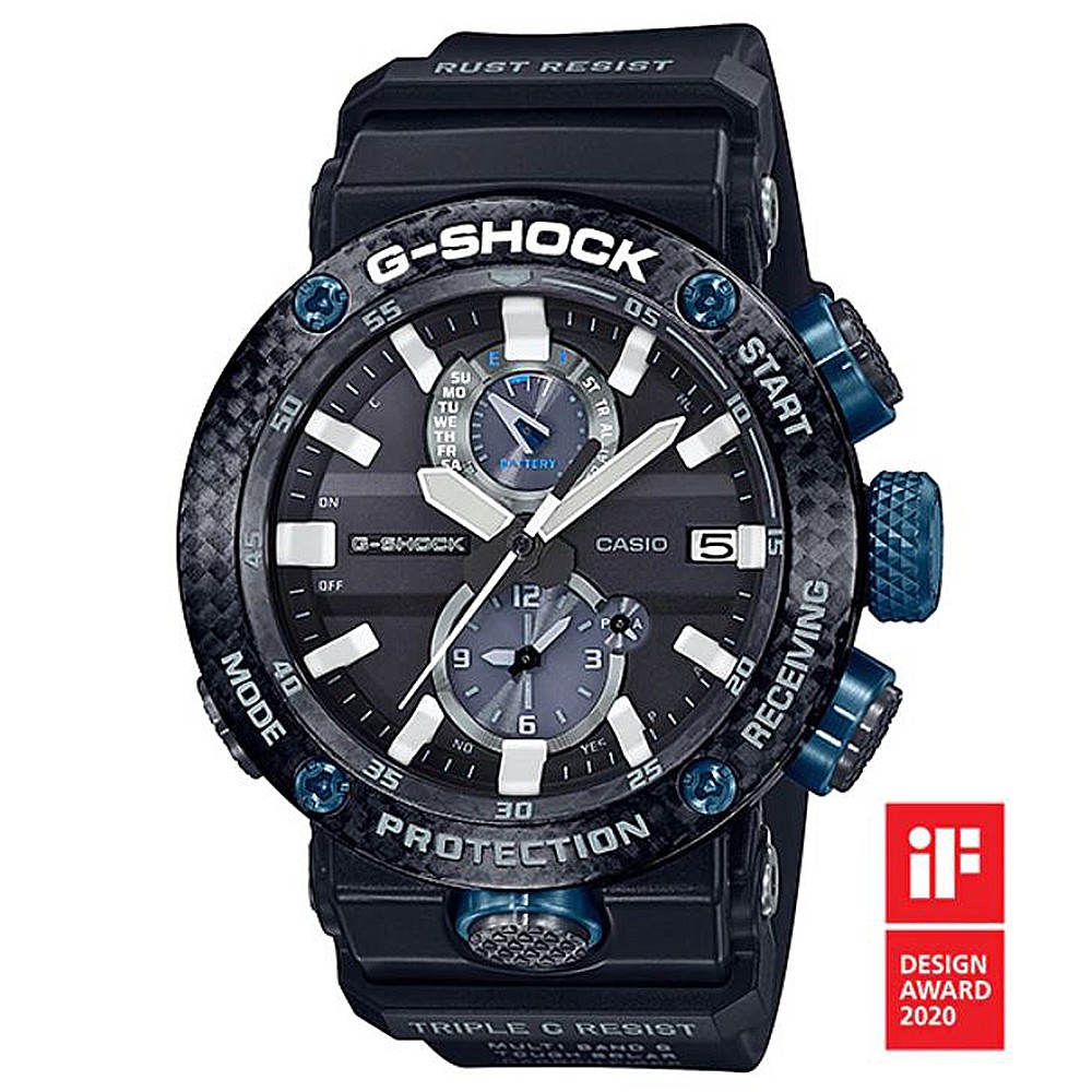 【CASIO】G-SHOCK 3G輕巧強韌藍寶石鏡面電波太陽能藍芽飛行錶-深藍(GWR-B1000-1A1)