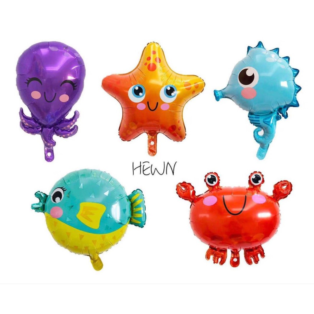 海洋生物氣球風船玉氣球館鋁箔氣球生日氣球氣球派對生日佈置動物頭動物園周歲螃蟹河馬河豚海星章魚 蝦皮購物