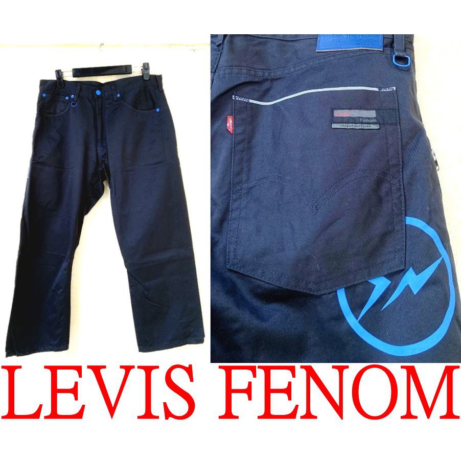 BLACK近全新LEVIS FENOM藤原浩FRAGMENT藍閃電七分褲/窄版鐵灰色505-207工作褲
