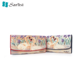 【臺灣現貨】【Sarlisi 】夏麗絲泰國進口真皮無拼接珍珠魚皮錢包女長款新款女士長夾手拿包大容量設計師原創