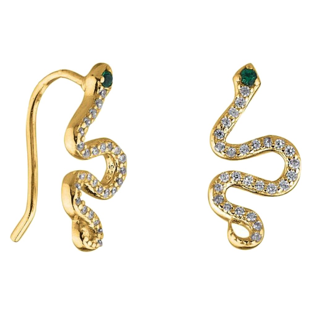 SHASHI 紐約品牌 美鑽蛇耳環 貼合耳廓耳環 925純銀鑲18K金 SNAKE CLIMBER