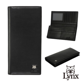 【Lynx】美國山貓NAPA進口牛皮長夾 12卡/拉鍊袋/透明窗 皮夾錢包-黑色 LY16-2104-99