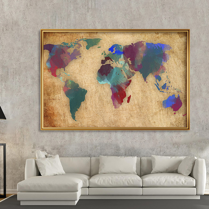 【現貨】七彩世界地圖-大掛圖地圖海報背景布印家居牆飾