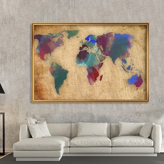 彩色世界地圖 - 大型掛圖地圖海報壁掛藝術裝飾畫家居裝飾學校教育用品