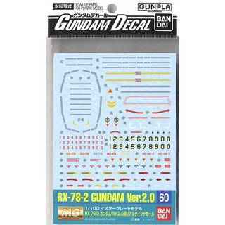 【鋼普拉】現貨 BANDAI 模型水貼紙 #60 MG RX-78-2 GUNDAM Ver 2.0 初鋼 鋼彈水貼紙