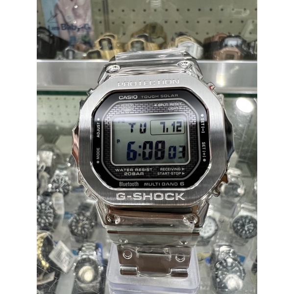 【金台鐘錶】CASIO卡西歐G-SHOCK 全不鏽鋼 藍牙 六局電波 太陽能 GMW-B5000D-1