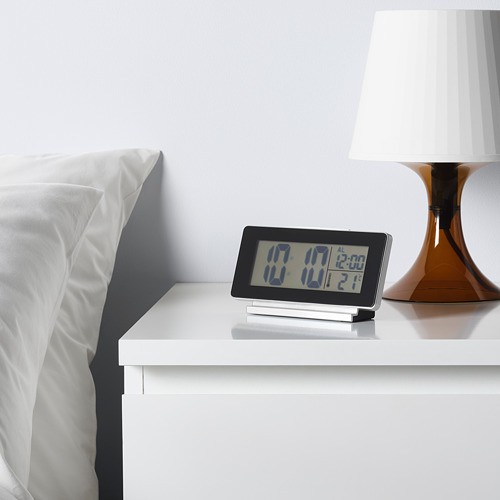 IKEA_FILMIS 買就送電池🔋～鬧鐘、時鐘、溫度計 黑色 有背光（藍色）