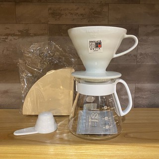 卡拉拉咖啡精品 HARIO V60 有田燒 白色濾杯咖啡壺組 1~4杯 日本製 XVDD-3012W
