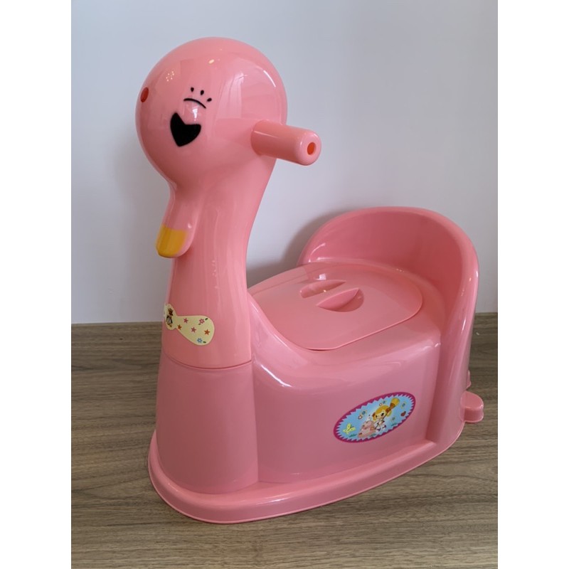 💕二手💕粉紅色天鵝便器座 學習便器 如廁訓練尿壺 寶寶馬桶 尿壺 尿盆 嫁妝用禮🌹