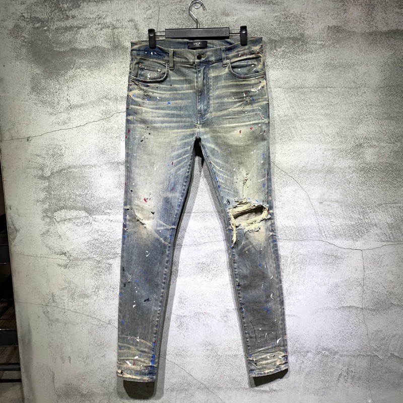 AMIRI 破壞潑漆窄版牛仔褲 36號