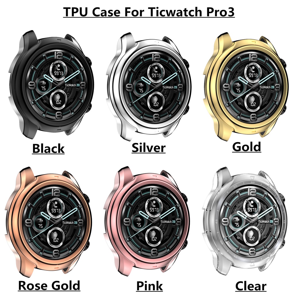 適用於ticwatch pro 3手錶保護殼 Ticwatch ProX Lite Ultra GPS電鍍tpu半包鏤空